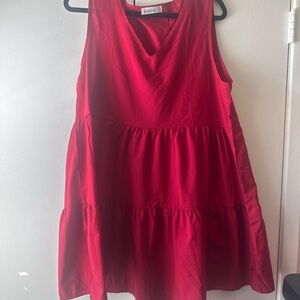 Kenoce Red Tiered Babydoll Dress Sleeveless V Neck Flowy XXL